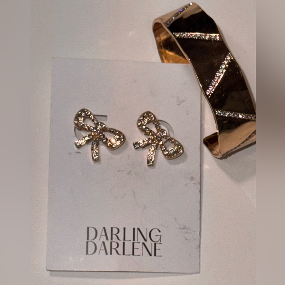 Bow Earrings and Bangle Bracelet
